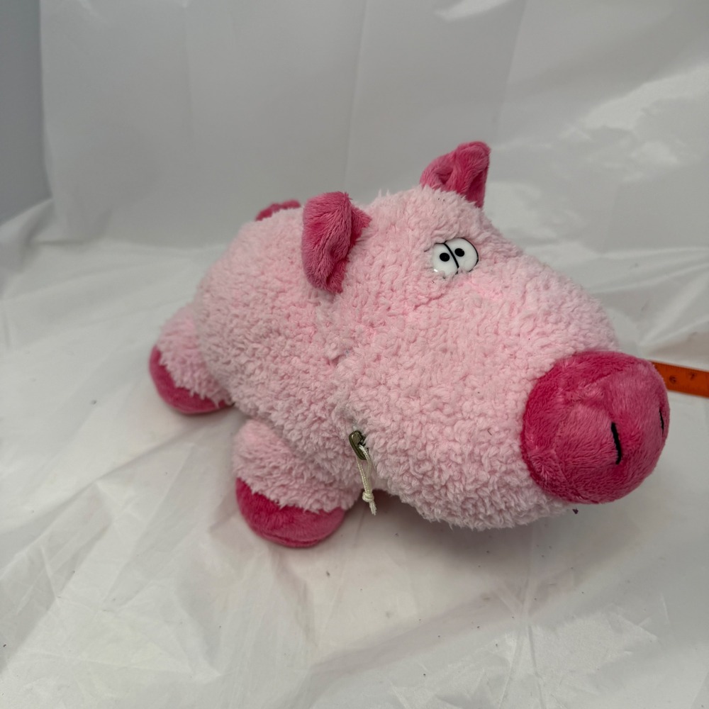 Excite Pink Pig Plush Stuffed Animal Sherpa Fleece Zipper Belly Pouch Toy